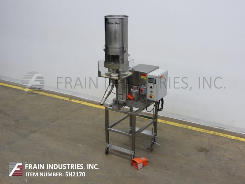 Spee Dee #CBE264, 4 pocket volumetric filler, 6-48 indexes per minute, with 12" ID x 16" deep Stainless Steel