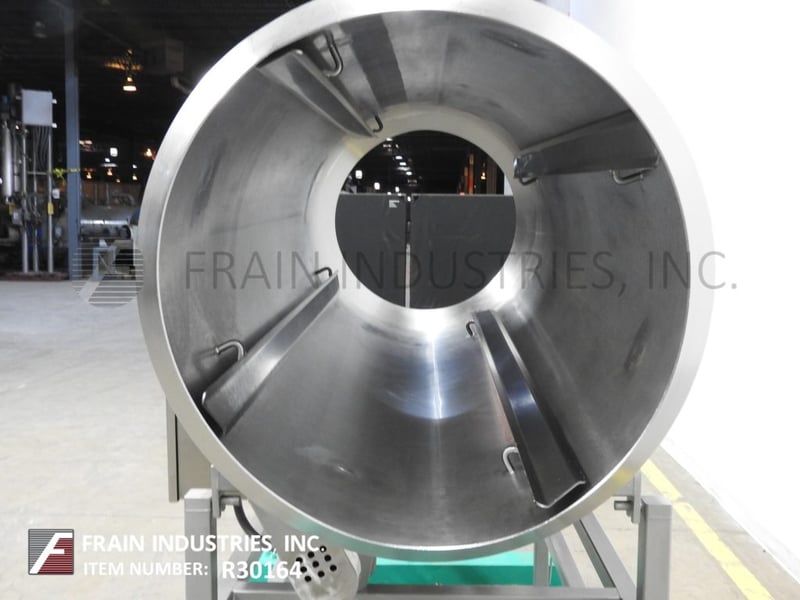 Stainless Steel, continuous motion, rotary ribbed coating drum, 30" ID