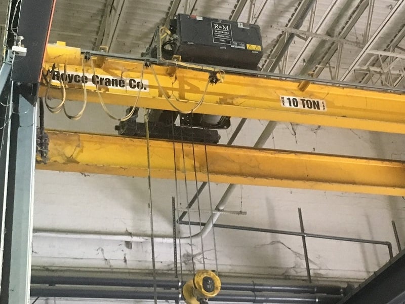 10 Ton, R & M, 19' 6" Span, 29' Lift, Pendant, VFD Bridge/Trolley, 2002, #1921