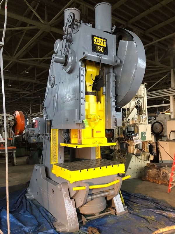 150 Ton, USI Clearing #I-24, OBI press, 8" stroke, 24-1/2" Shut Height, 45 SPM