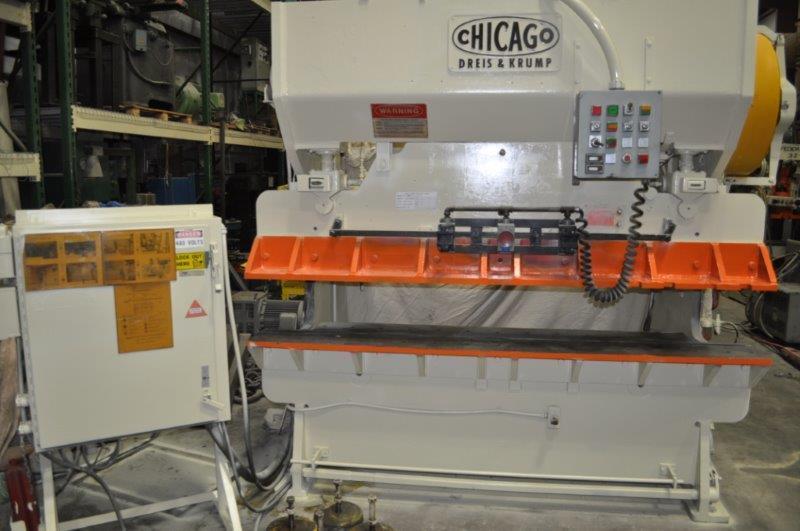 90 Ton, Chicago #68-L, mechanical press brake, 8' overall, 72" between housing, 3" stroke, 1955, #9796