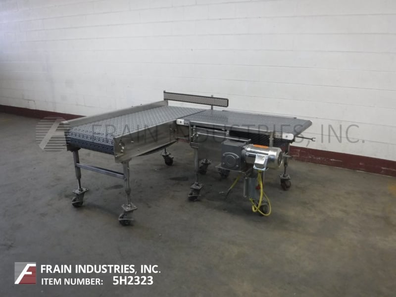 24" wide x 4.1' long, Intralox #ARB. activated roller belt conveyors, 28"-34" infeed/discharge, 1 HP drive