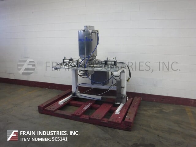 Simplex #SP10HEADAIR, head stainless steel paste filler / depositor, mounted on an adjustable steel base with