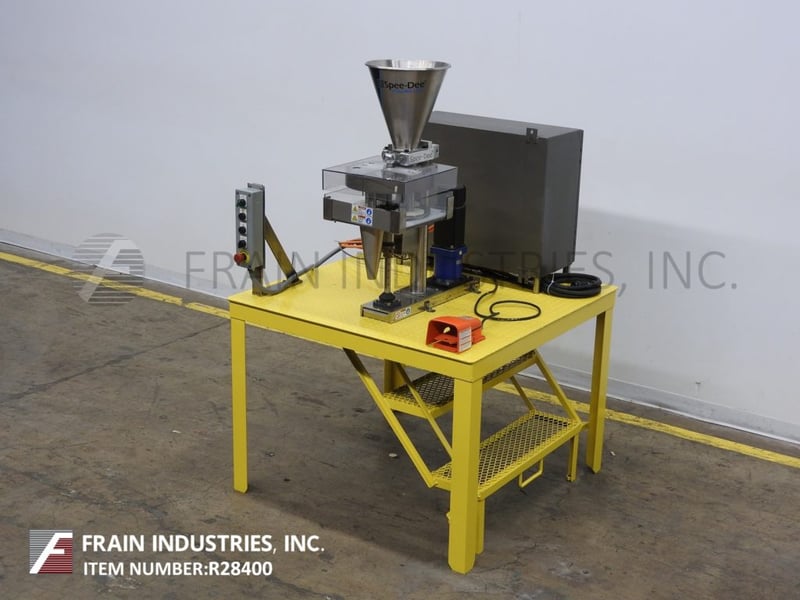Spee Dee #CBS-Series-lll, 4 pocket, Stainless Steel, servo driven, volumetric filler, with 12" OD x 16" deep