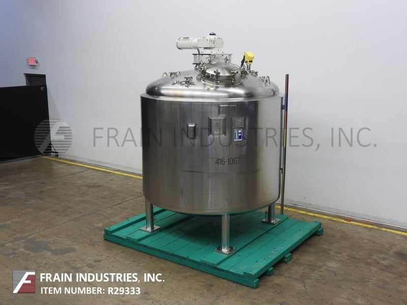 1125 gallon Feldmeier #4500L, 4500 liter capacity, 25/50 psi, 316S/S 3-zone jacketed process tank, dome top