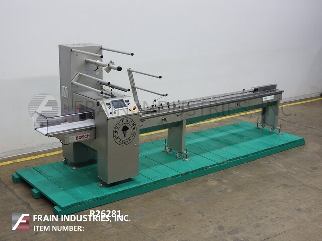 Bosch #PACK-101, 2-up, horizontal, wrapper rated from 50-150 packages per minute, 56" long lugged infeed