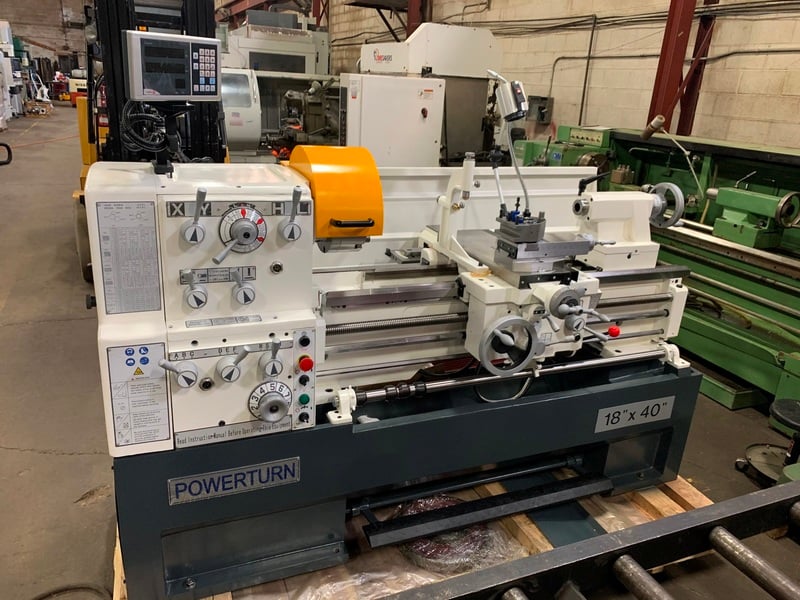 Powerturn, precision lathe, 18" swg, 40" cc, 10.4" SOCS, 2.125" bore, 7.5 HP, #4MT, new, #3474