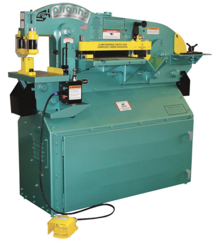 5" x 5" x 3/8" Piranha #P65, hydraulic ironworker, 65 ton, 8" throat, 7.5 HP, new