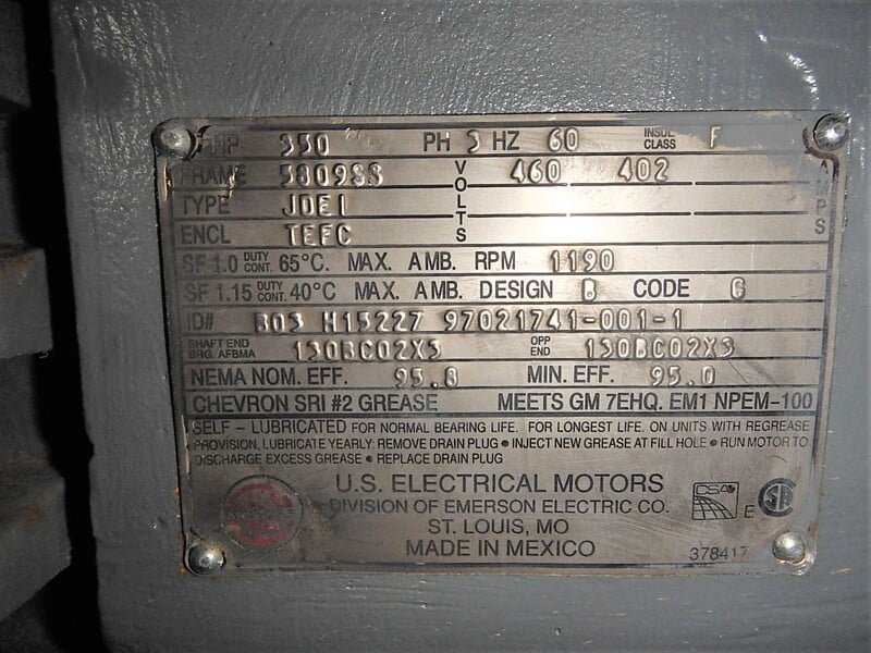 350 HP 1200 RPM U.S. Motors, Frame 5809SS, TEFC BB, 460 Volts for Sale ...