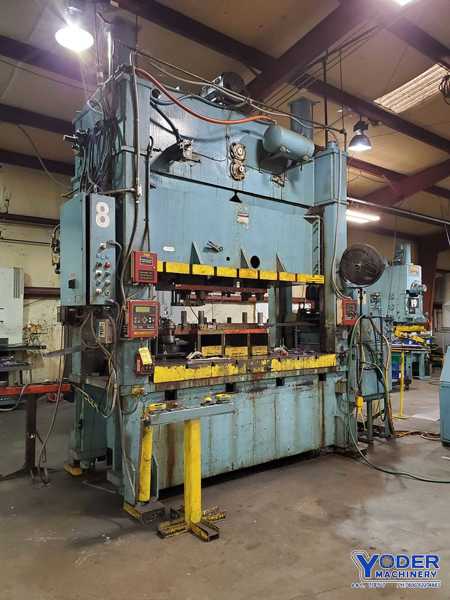 300 Ton, Heim #300-48-102, straight side double crank press, 12" stroke, 24.2" Shut Height, air clutch &