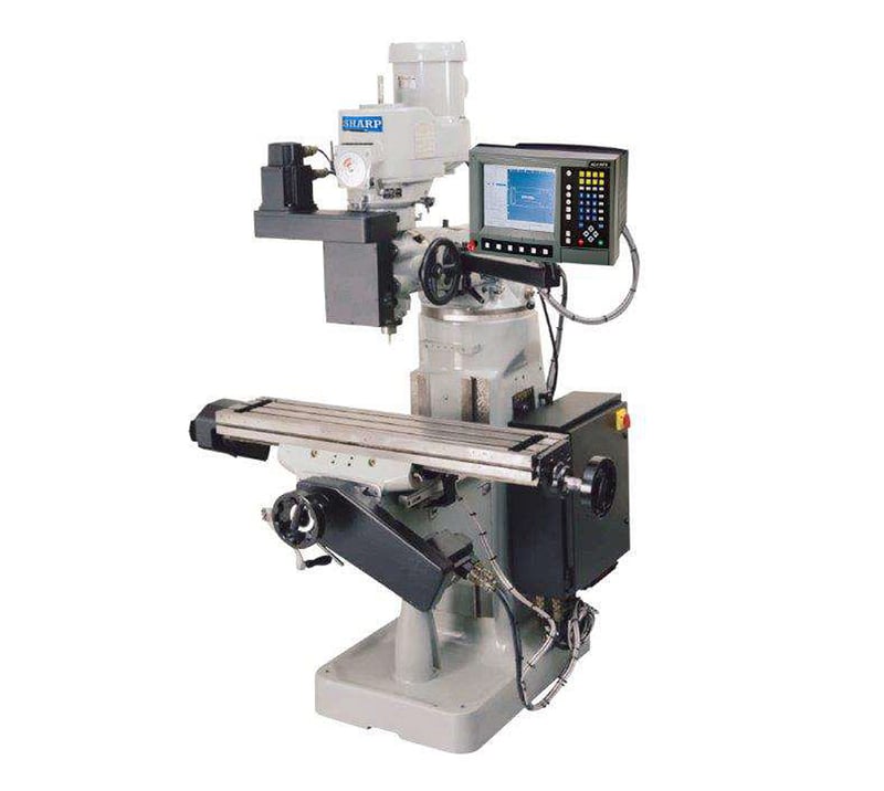 Sharp #LMV/TMV, 2 & 3 Axis CNC knee mill, 9"/10" x 42"/50" table, 3 HP, new, #14558-14562 (8 available)