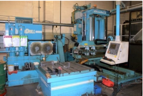 1.5" Technidrill #200 Series column CNC gun drill, 1.5" x 48" table, 70" X, 48" Y, 48" Z, Heidenhain 3-Axis