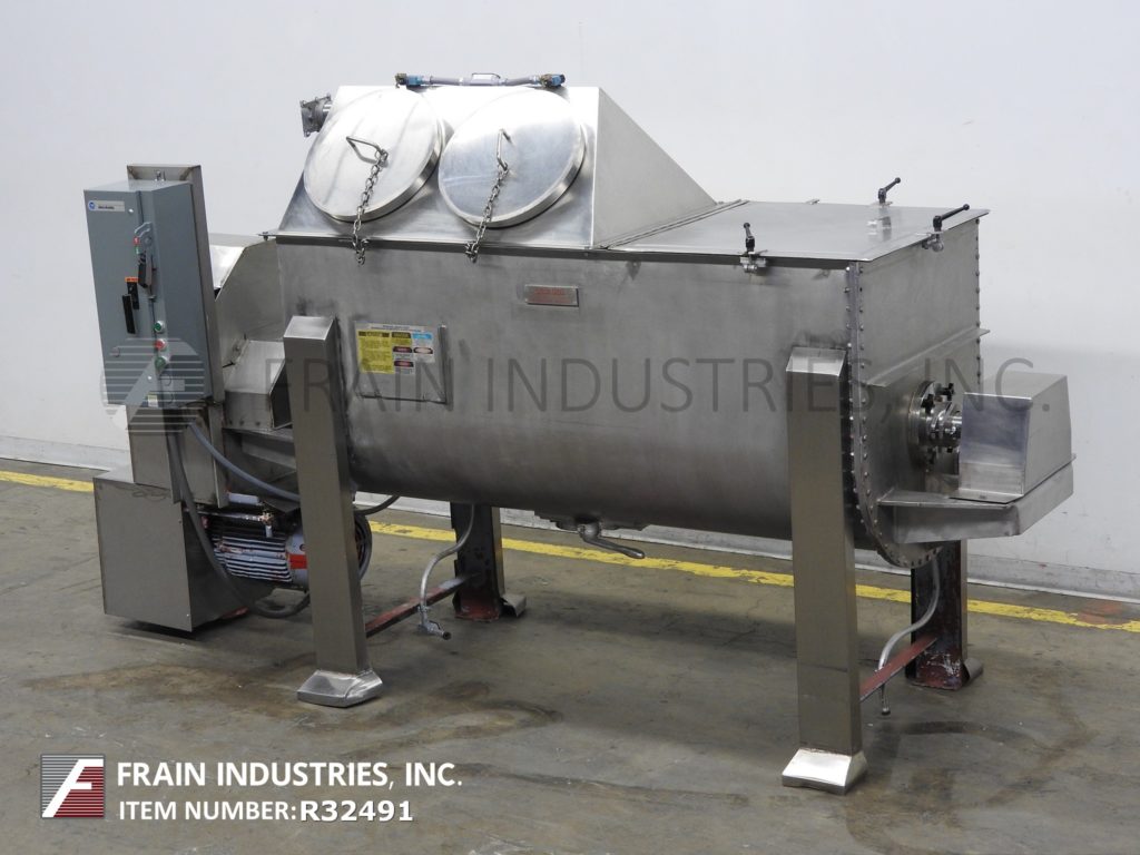 44 cu.ft. Stainless Steel, double ribbon mixer, (2) 17" OD product ports with covers