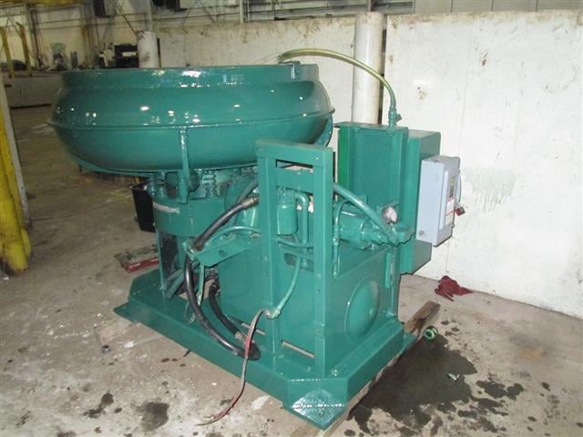 Almco #OR-10, round bowl vibratory deburring machine, 12.5" tub cross secion, 53" bowl diameter, 9 cu.ft.