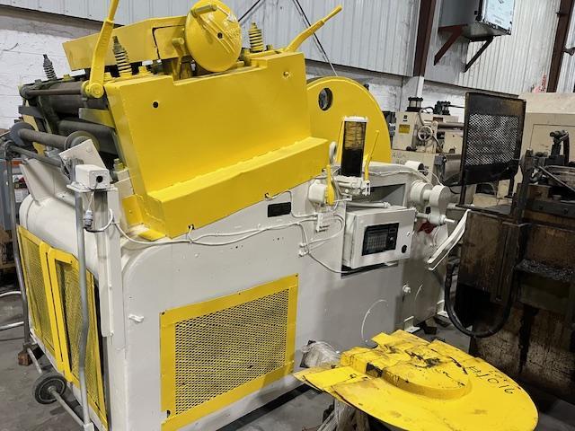 10000 lb. Littell #30, 32" W x .125"T, cradle straightener, 56" outside dimension, 5 roll, 1953