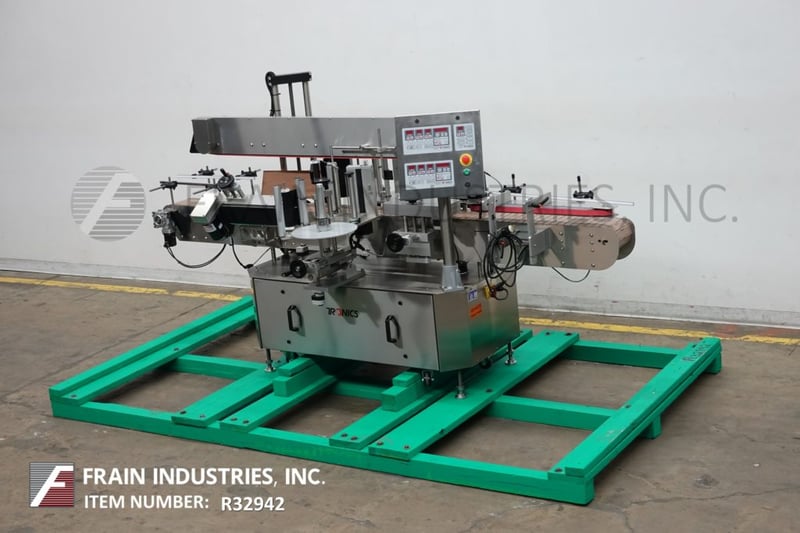 Tronics #S3S, Stainless Steel, right hand, front, back & wrap, pressure sensitive labeler, control panel has