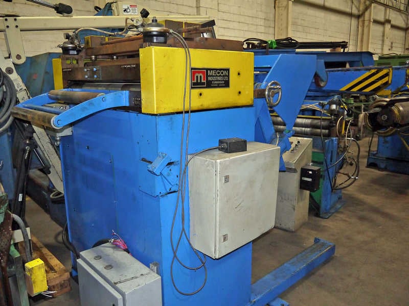 36" x .08" Mecon 4STR36, 7 rolls, 3" dia. rolls, straightener, entry peeler & hold down roll