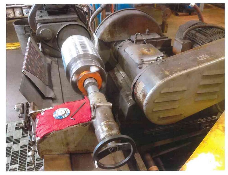 24" x 96" Landis 3RH, roll grinder, automatic infeed, 4jaw 18" chuck