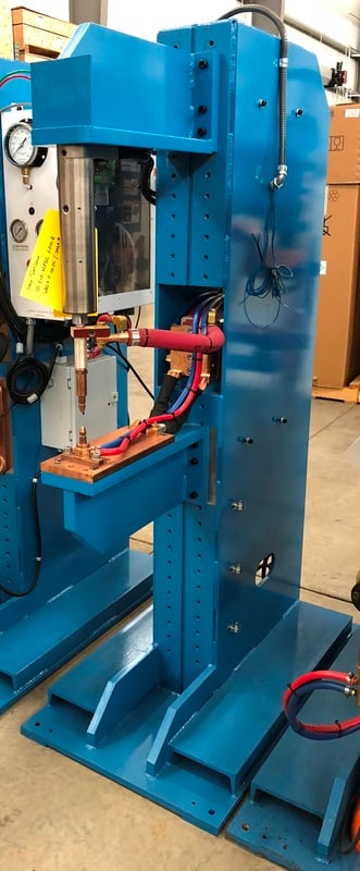100 KVA T. J. Snow #Slimline, spot welder, platen type, 18" throat, pneumatic cylinder