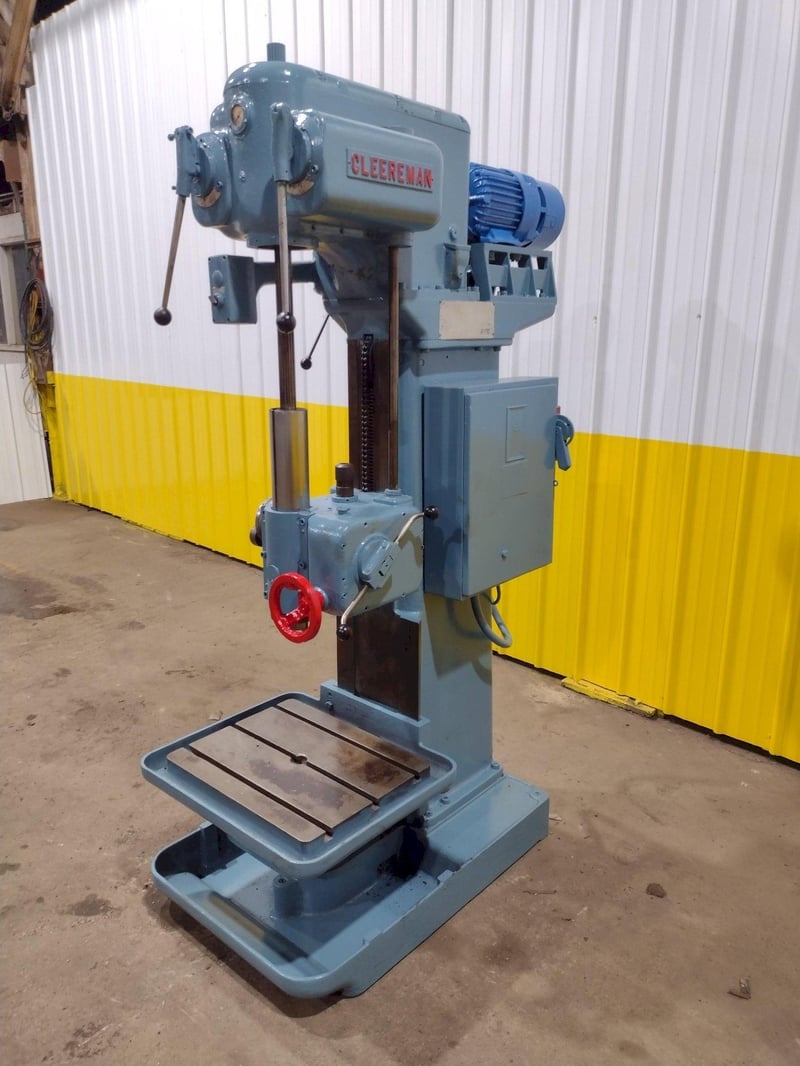 24" Cleereman, box column, single spindle drill, 12-1/2 spindle center, 19" x 24" work table, 12" vertical