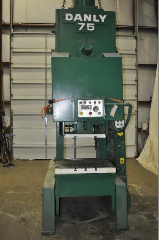 75 Ton, Danly 75, flywheel type OBI press, 8" stroke, 21" Shut Height