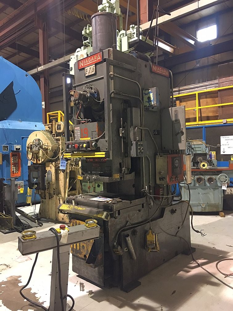 75 Ton, Niagara #E-75, 6" stroke, 13.75" Shut Height, 40 SPM, 36" x 24" bed, air clutch & brake