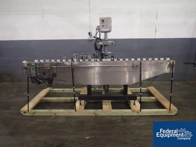 Willett #2300 Top Print Labeler, 4.5" W x 9' L slat conveyor, 115 volt, serial# 9744-0055, #3172-15