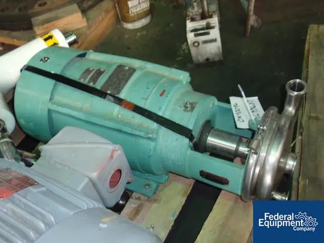 Tri-Clover #C218MD25T-8, centrifugal pump, Stainless Steel, 2" x 1.5" on base, 15 HP, 230/460 V., serial