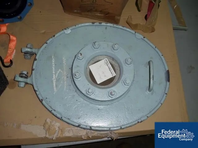 Pfaudler, Manway cover, glass lined, 14" x 18", 4" sight glass, #34905