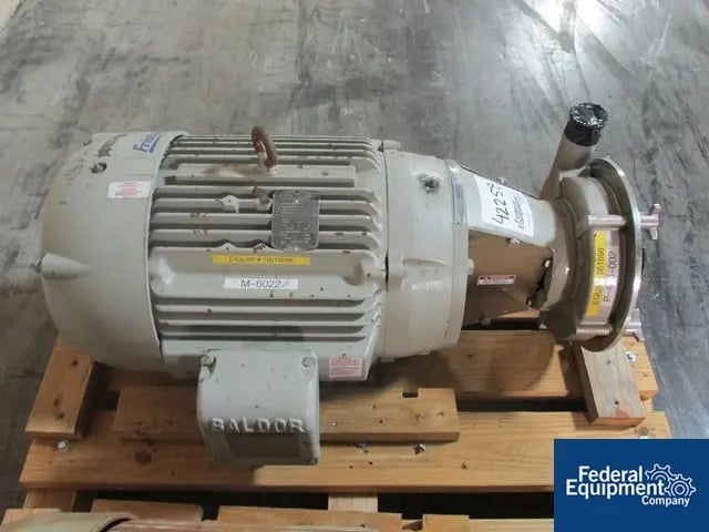 600 GPM @ 100' TDH, Fristam #FPR3452-245, Stainless Steel, 3" x 2", tri-clamp connect, 40 HP, 460 V., serial