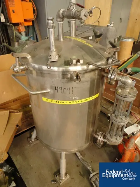 55 gallon Precision, 316L Stainless Steel tank, 24" dia x 28" straight side, removable dish top, dish bottom