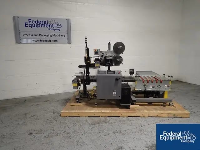 Weber #5300, box label printer/applicat, conveyor & reject, 101" long x 18" wide, 36" long reject pack-off