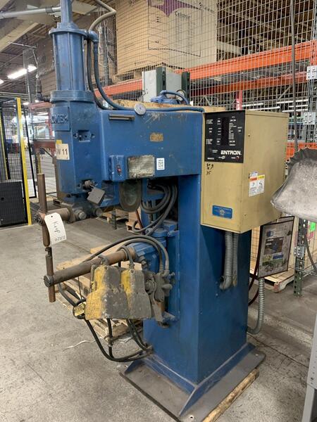 50 KVA Acme #PTOS-24-50, spot welder, Entron EN1000 controls, 24" throat, 460 V., 1973