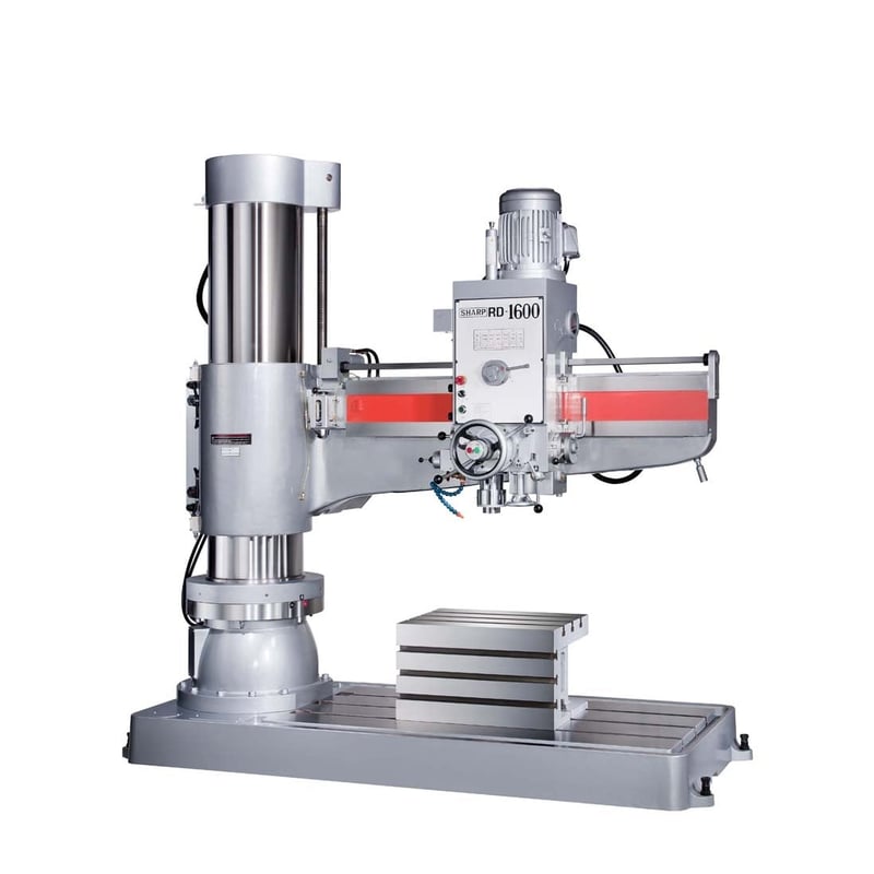 5.2' -17" Sharp #RD-1600, radial arm drill, #5MT, 1920 RPM, 7.5 HP