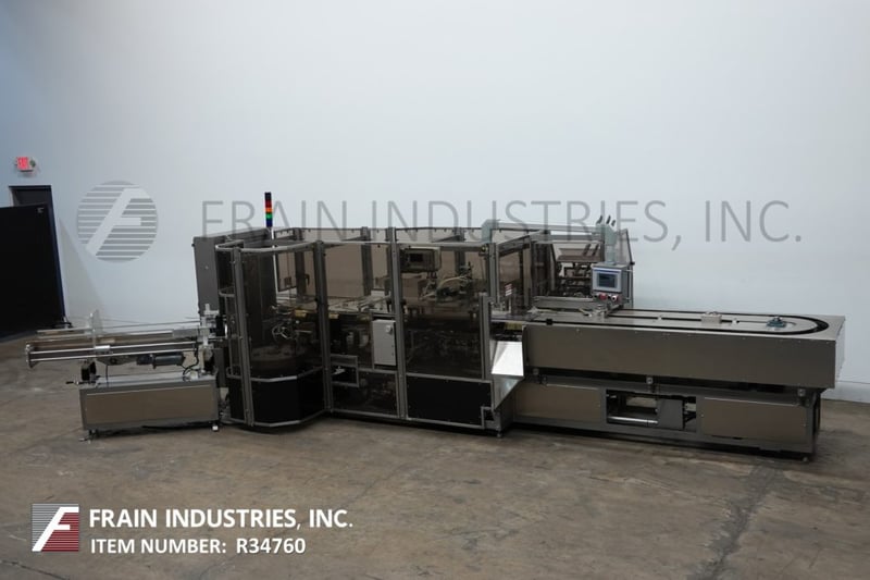 PMI #VS2-15, semi-automatic, vertical, hand load, Nordson ProBlue hot melt glue cartoner, A/B CPU controller