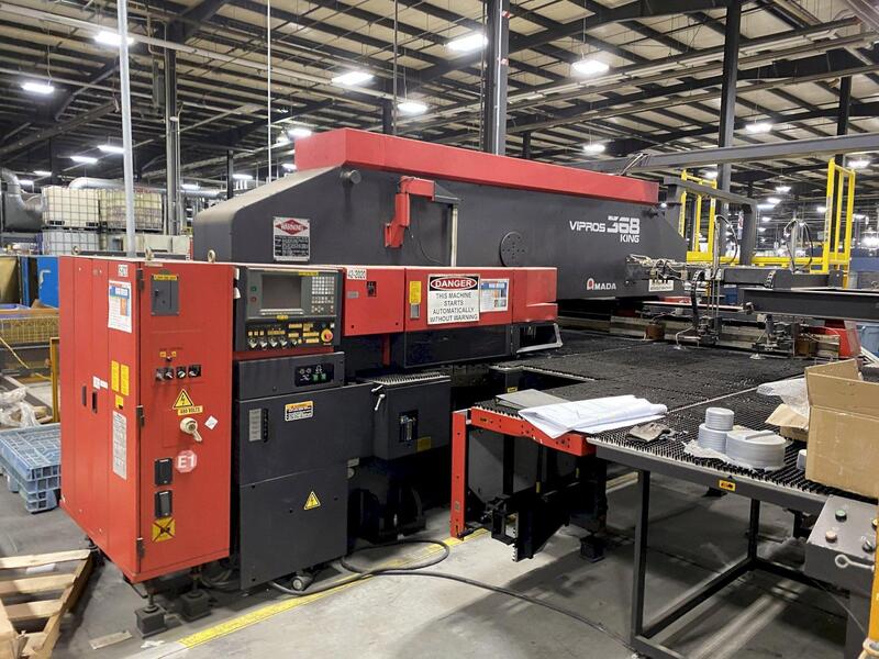 33 Ton, Amada #Vipros-368-King, CNC Turret Punch With Loading Tower And Unloader System. Stock # 0848820