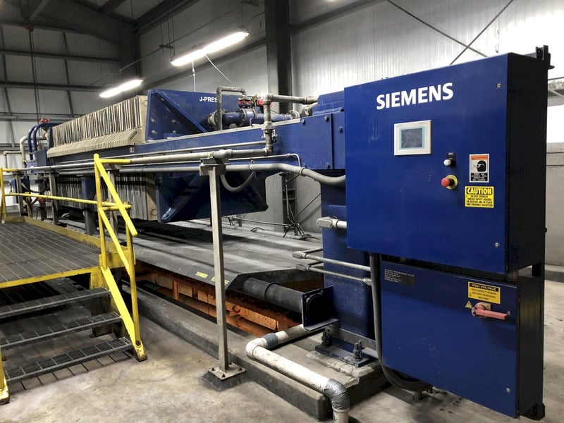 Siemens #1500N32-64/90-125/175SYLC, 1500 mm filter press, S/N F008177, with 65-approx. 1500x1500 mm filters
