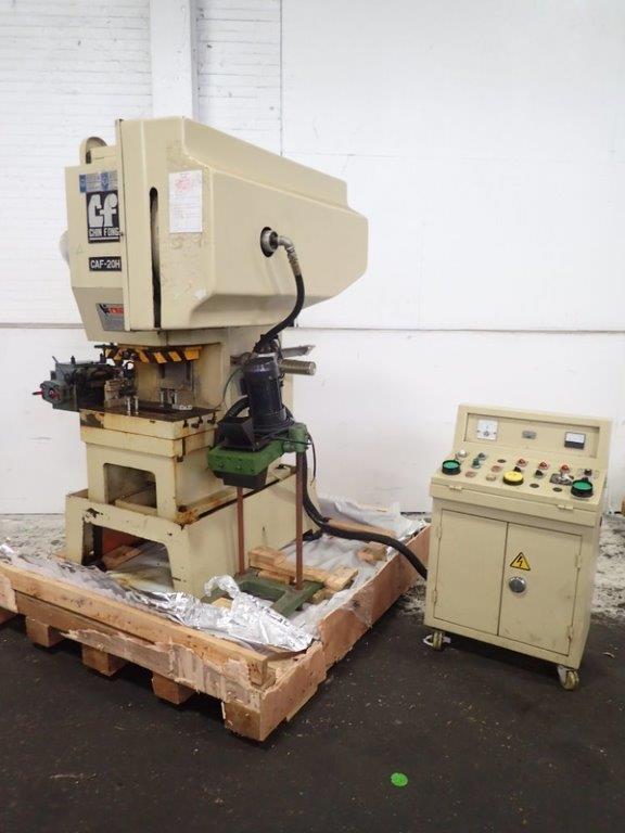 20 Ton, Chin Fong #CAF-20H, 1.18" stroke, 7.6" Shut Height, 200-400 SPM, 20" x12" bed, 2006