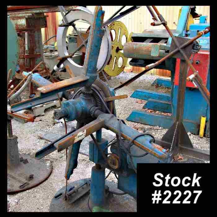 600 lb. Littell #5, motorized single decoiler, 12" width, 48" outside dimensions, 14"-20" ID, 4-arm manual