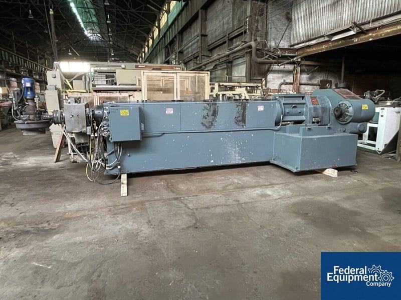 6" Gloucester #266-001, water ring pelletizing line, 30:1 L/D, air cooled, jacketed feed section, feed