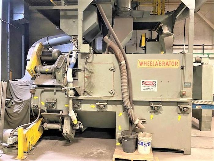 Wheelabrator, 4 wheel pass thru, 15 HP, 60" x 20", dust collector, very good cond, 1978