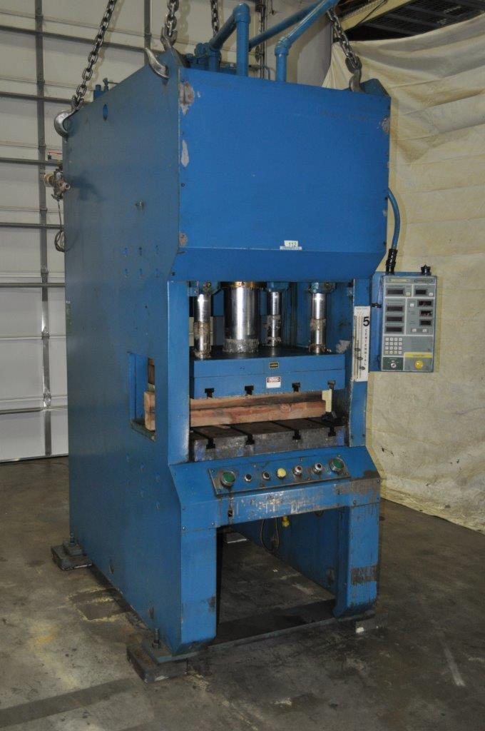100 Ton, Greenerd #HCT-100, hydraulic press, 10" stroke, 21.7" daylight, 7" cylindrical diameter, 32" x 27"