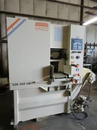10" x 10" Kasto #SSB260VA-CC, 162" L x 1.61" W x .05" T blade, chip conveyor, 1998