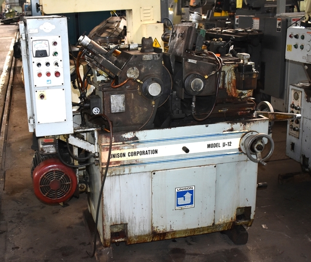 Unison No. U12, centerless grinder, hydraulic grinding wheel truing, hydraulic regulating wheel
