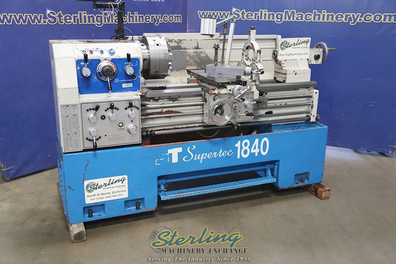 18" x 40" Supertec #1840, engine lathe Steady Rest, tailstock, foot pedal brake, digital read out, 6-jaw