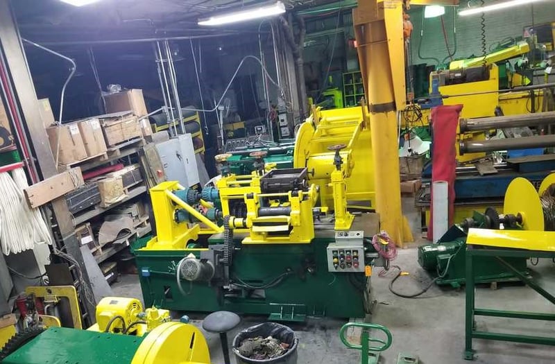 12" x 5.625" Stanat, slitting line, 7500 lb., hydraulic expansion, entry pinch rolls