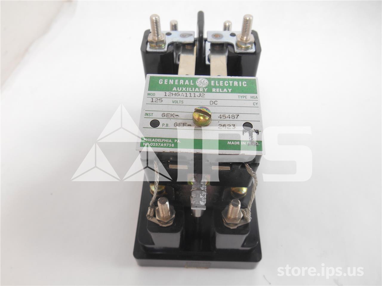 GE 125 Volts DC Hga Instantaneous Auxiliary Relay For Ak-50 / Ak-75 / Ak-100 / Magne-blast