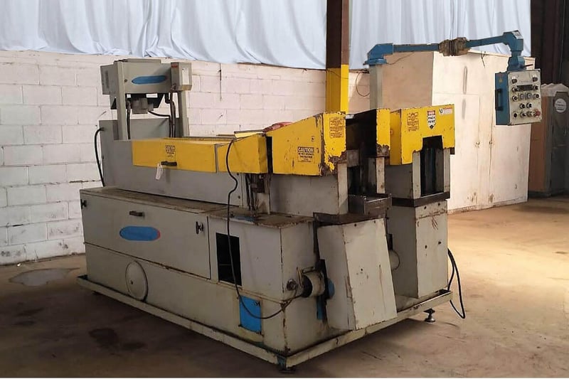 6" Addison McKee #FM-150 RS+RS, tube end former, 12" stroke, Allen Bradley electrics