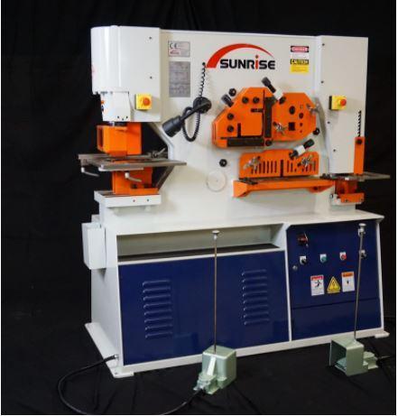 5" x 5" x 1/2" Sunrise #IW-66S, hydraulic dual-cylinder ironworker, 66 Ton, NEW