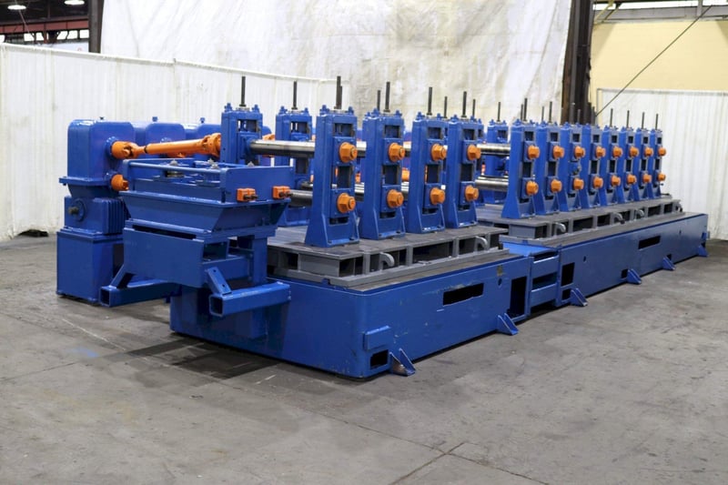 12 Stand, Yoder #W35, rafter rollformer, 4.5" shaft diameter, 26" roll space, U-joint drive, 1983
